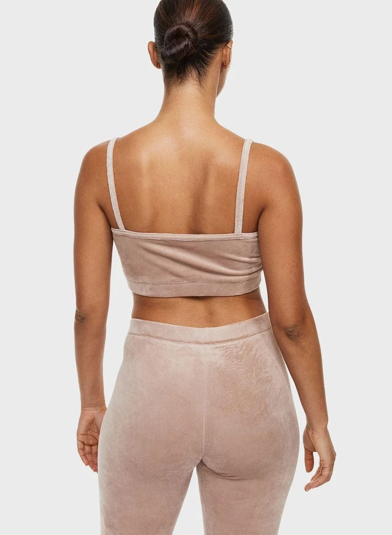 H&M Strappy Velour Crop Top